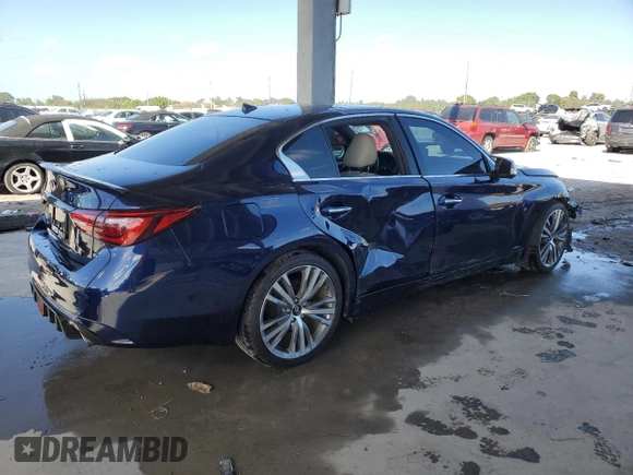 2021 Infiniti Q50 Sensory with VIN JN1EV7CP0MM703236, listed as a Copart auction lot 41563465 with 70,474 mi miles and Salvage Title. Bid and sale history available at DreamBid. Image 3.