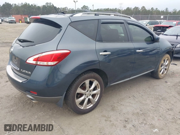 2012 Nissan Murano S with VIN JN8AZ1MU1CW102488, listed as a IAAI auction lot 41186303 with 172,652 mi miles and . Bid and sale history available at DreamBid. Image 4.