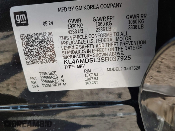 2025 Buick Encore GX Sport Touring with VIN KL4AMDSL3SB037925, listed as a IAAI auction lot 41643638 with 163 mi miles and . Bid and sale history available at DreamBid. Image 9.