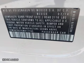 2014 Volkswagen Jetta Sedan S with VIN 3VW2K7AJ7EM417765, listed as a IAAI auction lot 42035400 with 151,425 mi miles. Bid and sale history available at carsss.com. Image 9.
