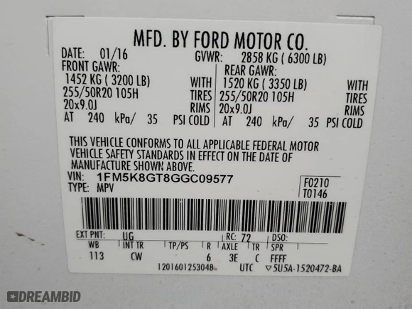 2016 Ford Explorer Sport with VIN 1FM5K8GT8GGC09577, listed as a Copart auction lot 48827205 with 169,204 mi miles and Clean Title. Bid and sale history available at carsss.com. Image 13.