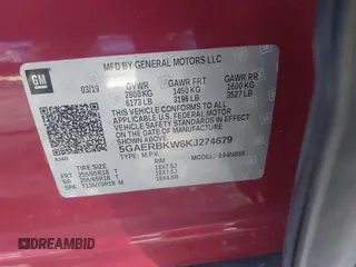 2019 Buick Enclave Essence with VIN 5GAERBKW6KJ274679, listed as a IAAI auction lot 41733052 with 85,884 mi miles and . Bid and sale history available at carsss.com. Image 9.