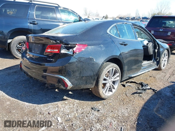 2020 Acura TLX w/Technology Pkg with VIN 19UUB3F45LA003614, listed as a IAAI auction lot 41564876 with 1 mi miles. Bid and sale history available at carsss.com. Image 4.