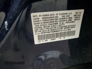 2016 Honda Pilot EX-L with VIN 5FNYF6H75GB064214, listed as a Copart auction lot 51669645 with 208,914 mi miles and Salvage Title. Bid and sale history available at carsss.com. Image 15.