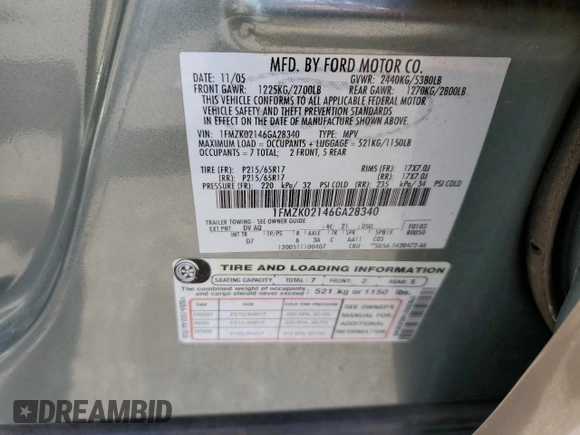 2006 Ford Freestyle SEL with VIN 1FMZK02146GA28340, listed as a Copart auction lot 50928364 with 235,589 mi miles and Salvage Title. Bid and sale history available at carsss.com. Image 13.