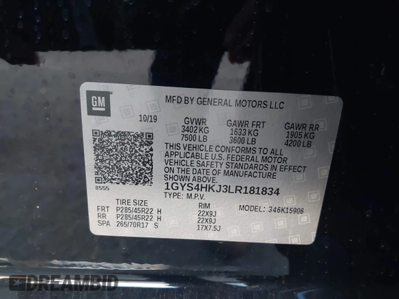 2020 Cadillac Escalade ESV Luxury z VIN 1GYS4HKJ3LR181834, wystawiony jako IAAI lot #40813416 z przebiegiem 65 857 mil mil oraz . Historia ofert i sprzedaży dostępna na DreamBid. Obrazek 9.