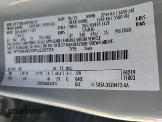 2023 Ford Ranger XL with VIN 1FTER4EH3PLE29725, listed as a Copart auction lot 79545574 with 14,364 mi miles and Salvage Title. Bid and sale history available at DreamBid. Image 12.