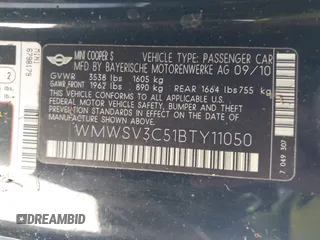 2011 MINI Hardtop S with VIN WMWSV3C51BTY11050, listed as a IAAI auction lot 41981118 with Not Provided miles and . Bid and sale history available at DreamBid. Image 9.
