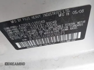 2008 Subaru Impreza i with VIN JF1GH61608G836073, listed as a IAAI auction lot 42487307 with 157,659 mi miles and . Bid and sale history available at DreamBid. Image 9.