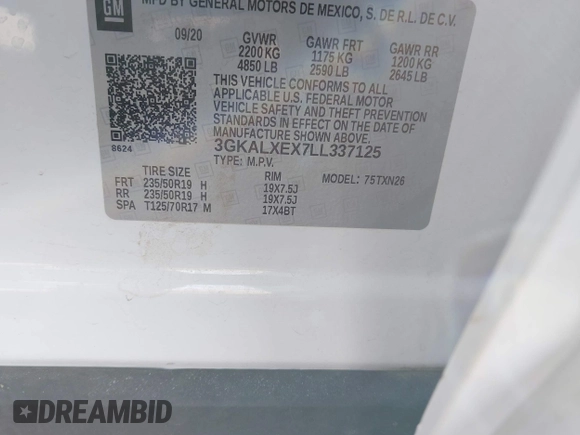 2020 GMC Terrain Denali с VIN 3GKALXEX7LL337125, выставлен на аукционе IAAI как лот 41642984 с пробегом 35 157 миль миль и . История ставок и продаж доступна на DreamBid. Изображение 9.