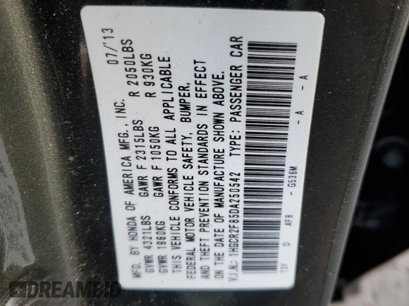 2013 Honda Accord Sdn EX-L with VIN 1HGCR2F85DA250542, listed as a Copart auction lot 48637155 with Not Provided miles and Non Repairable. Bid and sale history available at carsss.com. Image 12.