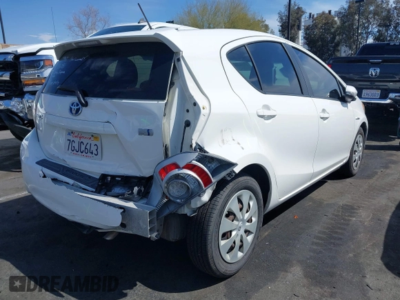 2012 Toyota Prius One with VIN JTDKDTB30C1512474, listed as a IAAI auction lot 41764823 with 205,119 mi miles. Bid and sale history available at carsss.com. Image 4.