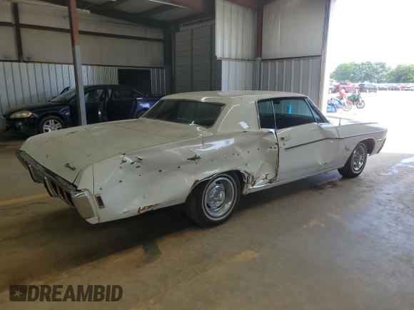 1968 Chevrolet Impala с VIN 164478U192910, выставлен на аукционе Copart как лот 61403315 с пробегом 97 259 миль миль и Списание • Salvage title. История ставок и продаж доступна на DreamBid. Изображение 3.