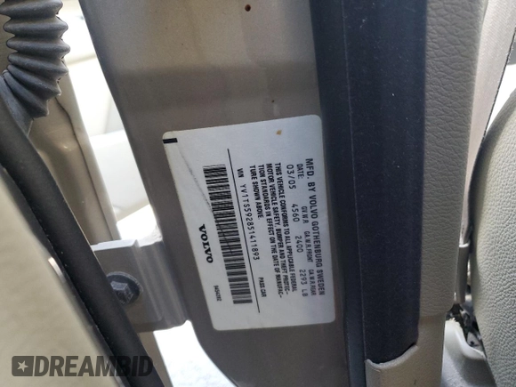 2005 Volvo S80 z VIN YV1TS592851411893, wystawiony jako Copart lot #43352335 z przebiegiem 201 199 mil mil oraz Nie do naprawy • Non repairable. Historia ofert i sprzedaży dostępna na DreamBid. Obrazek 14.