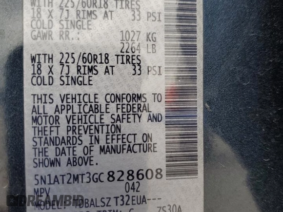 2016 Nissan Rogue SL with VIN 5N1AT2MT3GC828608, listed as a Copart auction lot 51308295 with 141,451 mi miles and Salvage Title. Bid and sale history available at DreamBid. Image 13.