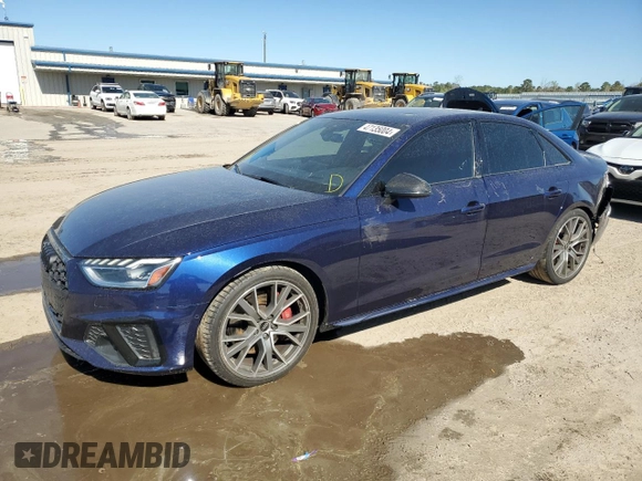 2021 Audi S4 Prestige with VIN WAUC4AF42MA086765, listed as a Copart auction lot 47135004 with 33,577 mi miles and Salvage Title. Bid and sale history available at carsss.com. Image 1.