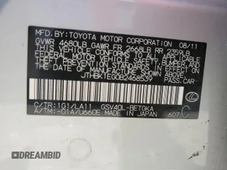 2011 Lexus ES 330 with VIN JTHBK1EG0B2468539, listed as a Copart auction lot 65333035 with 166,222 mi miles and Clean title. Bid and sale history available at DreamBid. Image 12.