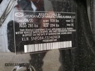 2020 Hyundai Elantra SEL with VIN 5NPD84LF2LH624634, listed as a Copart auction lot 51915605 with 80,949 mi miles and Salvage Title. Bid and sale history available at DreamBid. Image 12.