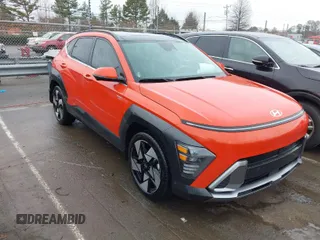 2024 Hyundai Kona Limited with VIN KM8HE3A36RU065595, listed as a IAAI auction lot 41432420 with 9,810 mi miles. Bid and sale history available at carsss.com. Image 1.