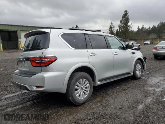 2021 Nissan Armada SV with VIN JN8AY2AC9M9146310, listed as a Copart auction lot 88297375 with 56,146 mi miles and Salvage Title. Bid and sale history available at carsss.com. Image 3.