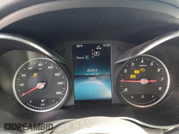 2019 Mercedes-Benz C 300 with VIN 55SWF8DB2KU304145, listed as a Copart auction lot 53877185 with 74,855 mi miles and Salvage Title. Bid and sale history available at DreamBid. Image 9.