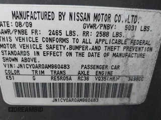 2010 Infiniti M with VIN JN1CY0AR0AM960483, listed as a IAAI auction lot 41619095 with 81,690 mi miles. Bid and sale history available at carsss.com. Image 9.