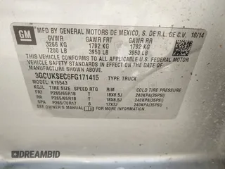 2015 Chevrolet Silverado 1500 LTZ with VIN 3GCUKSEC6FG171415, listed as a IAAI auction lot 41811018 with 171,295 mi miles and . Bid and sale history available at DreamBid. Image 9.