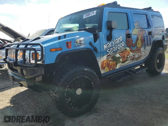 2005 Hummer H2 SUV with VIN 5GRGN23UX5H119854, listed as a Copart auction lot 75086174 with 0 mi miles and Non Repairable. Bid and sale history available at carsss.com. Image 1.