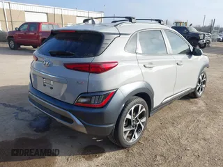 2022 Hyundai Kona Limited with VIN KM8K53A3XNU795476, listed as a IAAI auction lot 41172280 with 13,684 mi miles. Bid and sale history available at carsss.com. Image 4.