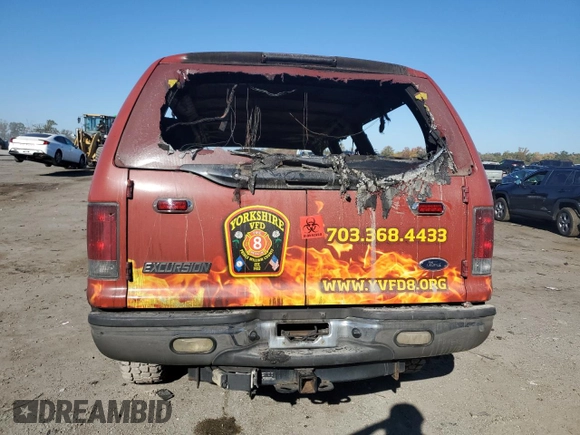 2005 Ford Excursion Special Serv z VIN 1FMSU41P15EC25081, wystawiony jako Copart lot #76703614 z przebiegiem Nie podano mil oraz Nie do naprawy • Non repairable. Historia ofert i sprzedaży dostępna na DreamBid. Obrazek 6.