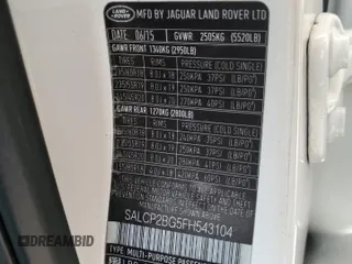 2015 Land Rover Discovery Sport SE with VIN SALCP2BG5FH543104, listed as a Copart auction lot 66766434 with 0 mi miles and Clean Title. Bid and sale history available at carsss.com. Image 13.