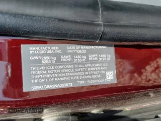 2022 Lucid Air Grand Touring with VIN 50EA1GBA3NA003973, listed as a Copart auction lot 52396715 with 58,351 mi miles and Salvage Title. Bid and sale history available at carsss.com. Image 13.