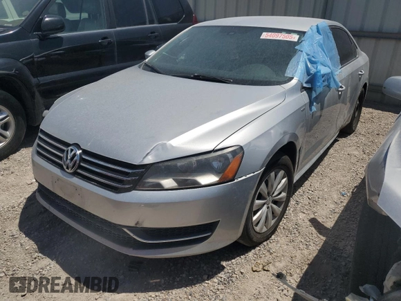 2014 Volkswagen Passat Wolfsburg Edition with VIN 1VWAT7A30EC096244, listed as a Copart auction lot 54097505 with 153,321 mi miles and Salvage title. Bid and sale history available at DreamBid. Image 1.