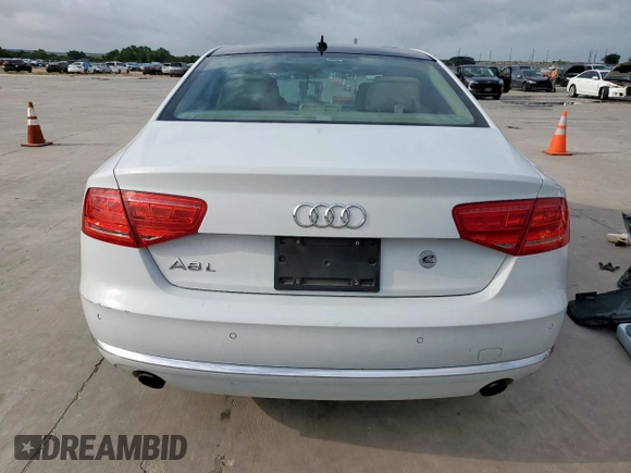 2014 Audi A8 3.0T with VIN WAURGAFD1EN013057, listed as a Copart auction lot 61161595 with 103,560 mi miles and Salvage title. Bid and sale history available at DreamBid. Image 6.