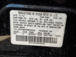 2013 Infiniti G37 Sedan Journey with VIN JN1CV6AP0DM726004, listed as a Copart auction lot 46457745 with 103,135 mi miles and Salvage Title. Bid and sale history available at carsss.com. Image 12.