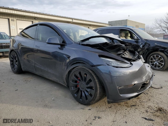 2022 Tesla Model Y Performance with VIN 7SAYGDEFXNF563796, listed as a Copart auction lot 47417875 with 57,884 mi miles and Salvage Title. Bid and sale history available at carsss.com. Image 4.