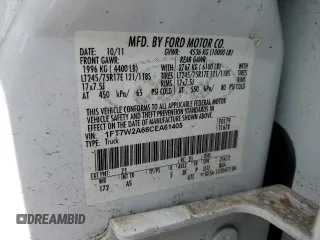 2012 Ford F-250 XL with VIN 1FT7W2A66CEA61405, listed as a Copart auction lot 51750775 with Not provided miles and Salvage title. Bid and sale history available at DreamBid. Image 12.