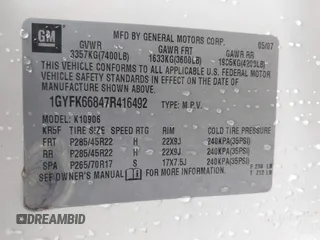 2007 Cadillac Escalade ESV с VIN 1GYFK66847R416492, выставлен на аукционе IAAI как лот 42285359 с пробегом 226 787 миль миль и . История ставок и продаж доступна на DreamBid. Изображение 9.