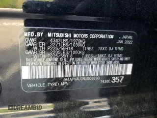 2022 Mitsubishi Outlander SE with VIN JA4APVAU0NU008690, listed as a Copart auction lot 54298035 with 43,229 mi miles and Salvage title. Bid and sale history available at DreamBid. Image 14.