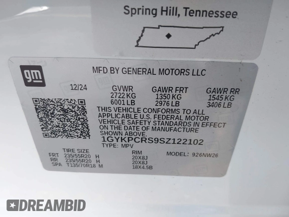 2025 Cadillac XT6 FWD Premium Luxury with VIN 1GYKPCRS9SZ122102, listed as a IAAI auction lot 41677275 with 4,227 mi miles. Bid and sale history available at carsss.com. Image 9.