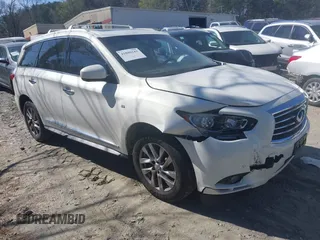 2014 Infiniti QX60 with VIN 5N1AL0MM0EC555055, listed as a IAAI auction lot 41880143 with 128,536 mi miles. Bid and sale history available at carsss.com. Image 1.