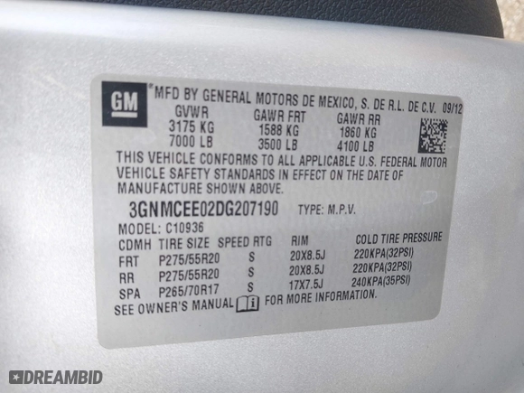 2013 Chevrolet Avalanche LS with VIN 3GNMCEE02DG207190, listed as a IAAI auction lot 41396345 with 223,378 mi miles. Bid and sale history available at carsss.com. Image 9.