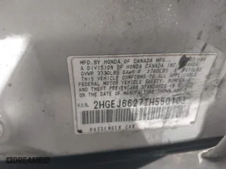 1996 Honda Civic DX with VIN 2HGEJ6627TH550103, listed as a IAAI auction lot 41710877 with 142,608 mi miles. Bid and sale history available at carsss.com. Image 9.