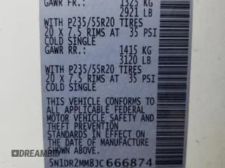 2018 Nissan Pathfinder Platinum with VIN 5N1DR2MM8JC666874, listed as a Copart auction lot 76594074 with 258,012 mi miles and Salvage title. Bid and sale history available at DreamBid. Image 15.