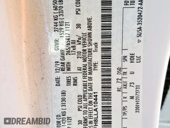 2020 Ford Ranger XL с VIN 1FTER4FH8LLA10441, выставлен на аукционе Copart как лот 56224045 с пробегом Не указан миль и Списание • Salvage title. История ставок и продаж доступна на DreamBid. Изображение 12.