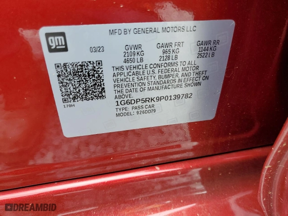 2023 Cadillac CT5 Sport with VIN 1G6DP5RK9P0139782, listed as a Copart auction lot 69603904 with 37,056 mi miles and Salvage Title. Bid and sale history available at carsss.com. Image 13.