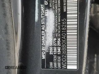 2019 Mercedes-Benz CLS with VIN WDD2J6BB0KA018265, listed as a Copart auction lot 42142265 with 75,323 mi miles and Salvage Title. Bid and sale history available at carsss.com. Image 12.