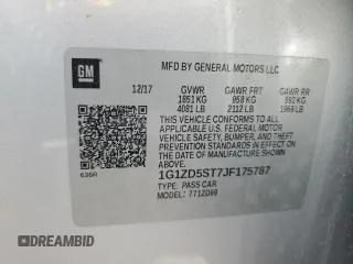 2018 Chevrolet Malibu LT with VIN 1G1ZD5ST7JF175787, listed as a Copart auction lot 55055235 with 73,851 mi miles and Salvage Title. Bid and sale history available at carsss.com. Image 12.