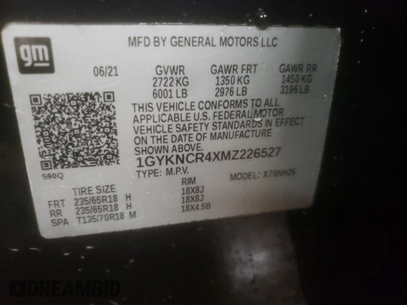 2021 Cadillac XT5 FWD Premium Luxury z VIN 1GYKNCR4XMZ226527, wystawiony jako Copart lot #83453724 z przebiegiem 45 807 mil mil oraz Szkoda całkowita • Salvage title. Historia ofert i sprzedaży dostępna na DreamBid. Obrazek 13.