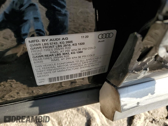 2021 Audi SQ5 Premium Plus with VIN WA1B4AFY7M2035672, listed as a Copart auction lot 74960434 with 25,217 mi miles and Salvage Title. Bid and sale history available at DreamBid. Image 13.